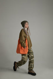 Camo Cargo Wide Cotton Pants