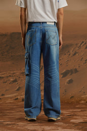 Long Cargo Pockets Wide Jeans