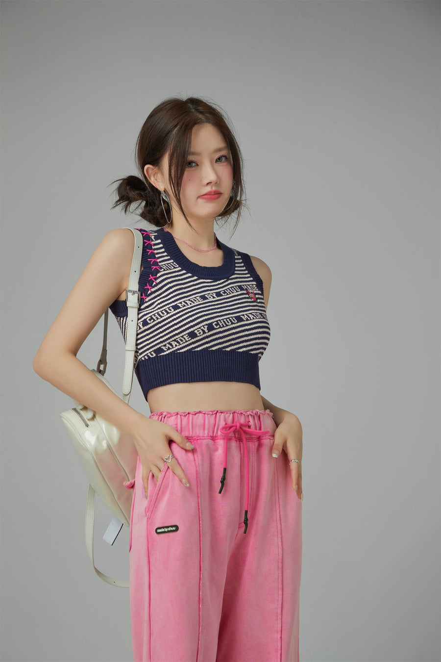 CHUU Stitches Knit Crop Top