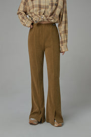 Corduroy Front Slit Bootcut Pants