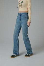 Written Notes Slim Bootcut Denim Jeans