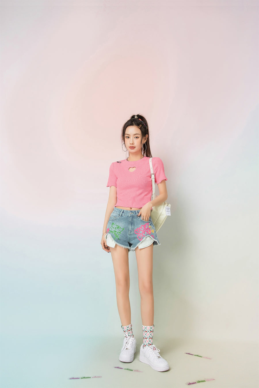 CHUU Time To Face Reality Denim Shorts