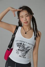 Size Doesnt Matter U-Neck Crop Sleeveless Tank Top