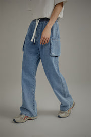 Cotton Pocket String Denim Jeans