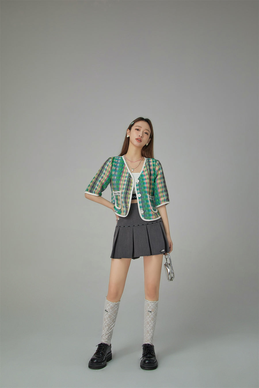 CHUU Rainbow Checked Tweed Jacket