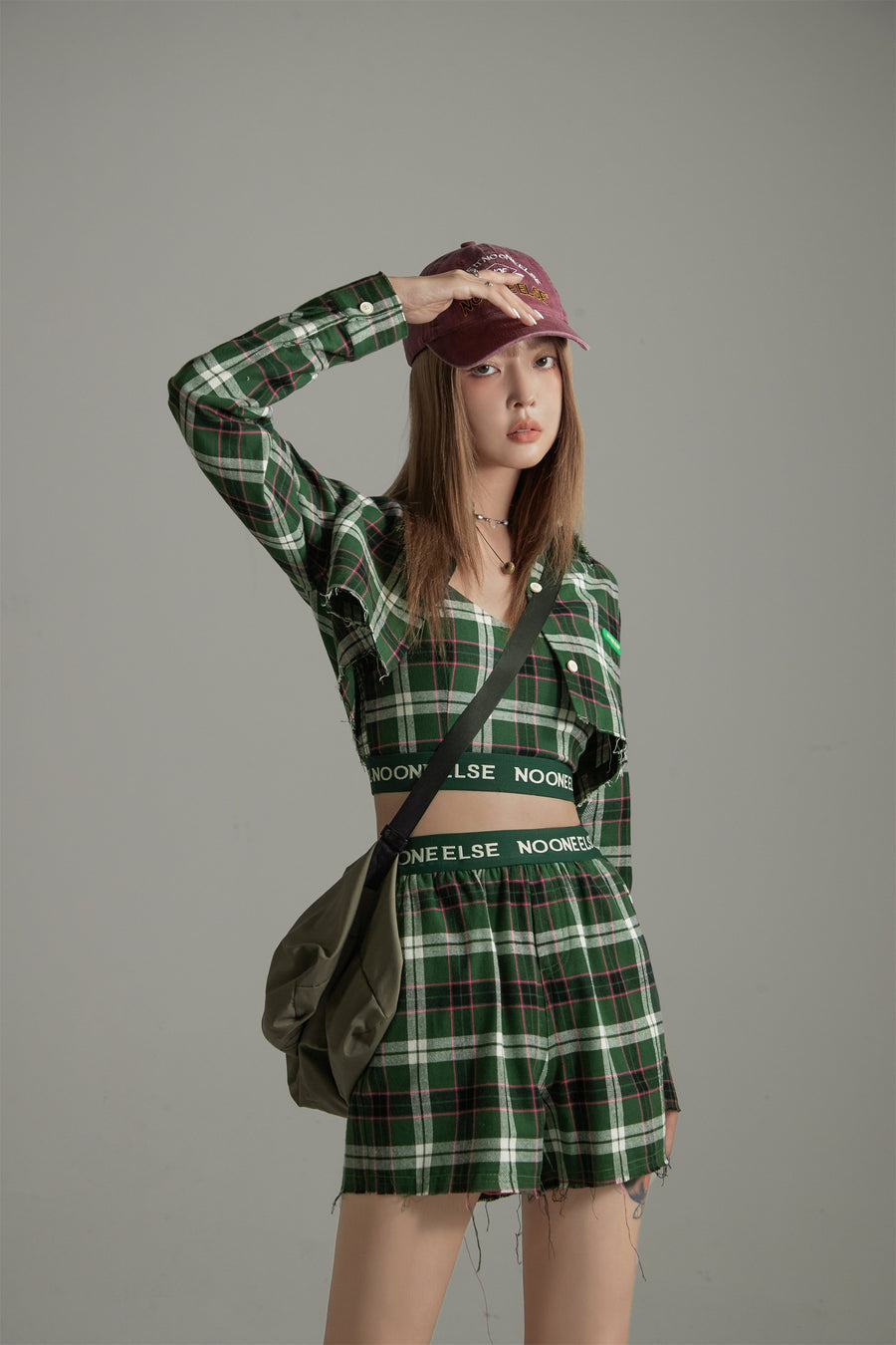 CHUU Scottish Check Crop Cami Top