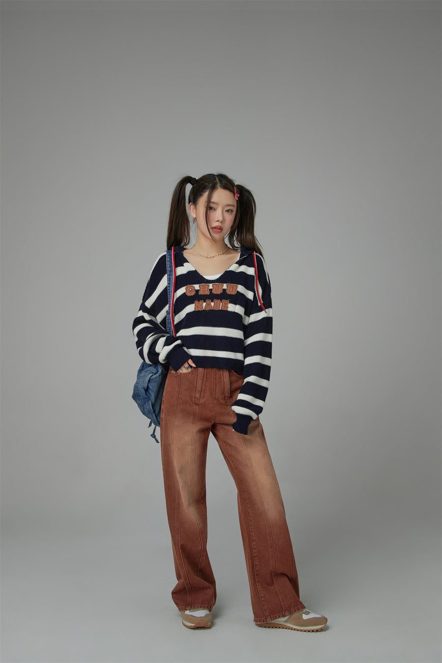 CHUU Brown Gradient Denim Wide Pants