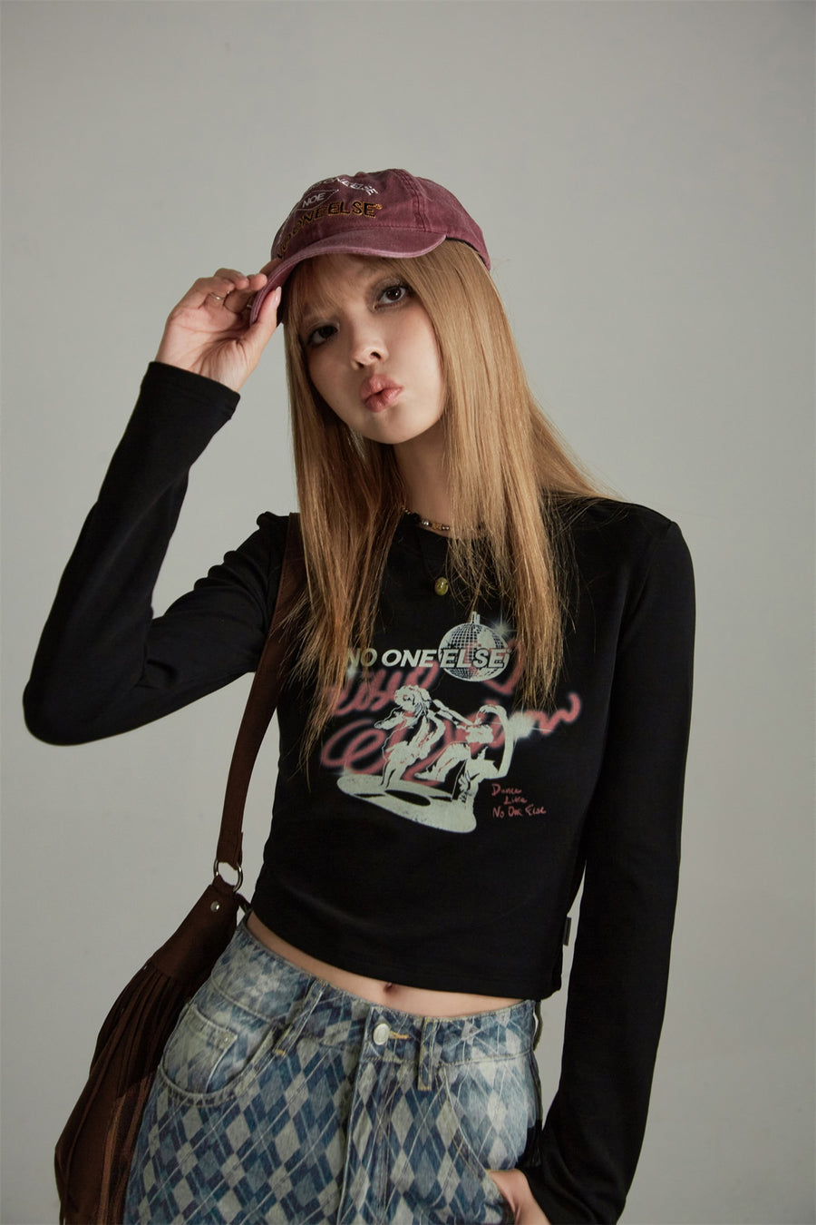 CHUU Slim Printed Cropped T-Shirt