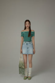 A-Line Denim Mini Skirt