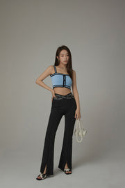 Slit Bootcut Crisscross Band Pants