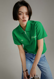 Half-Zip Cropped T-Shirt