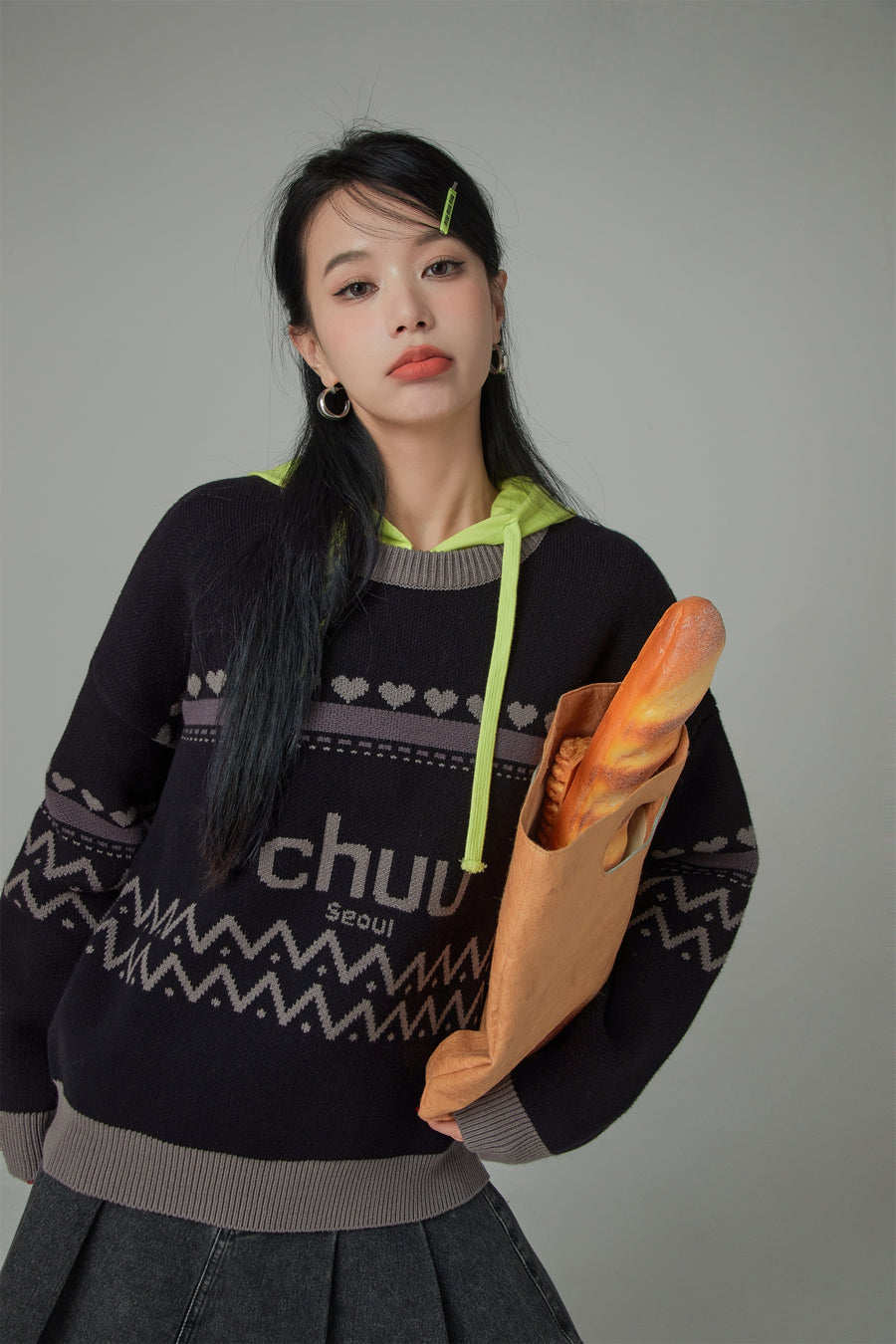 CHUU Feeling Festive Stripe Knit Sweater