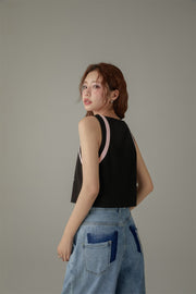 Line Point Angel Sleeveless Crop T-Shirt