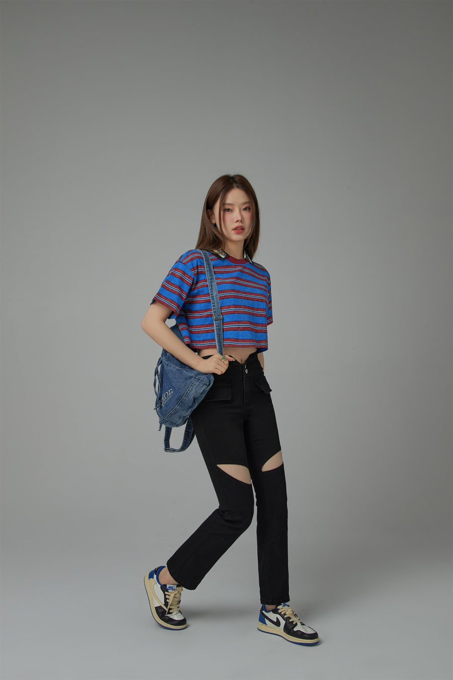 CHUU Striped Cropped T-Shirt