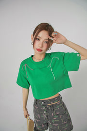 Stitches Lines Loosefit Crop Top