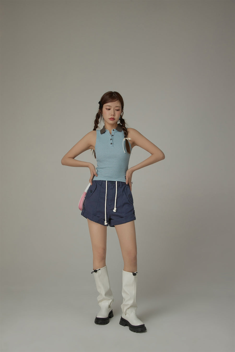 CHUU Collar Stripe Sleeveless Top