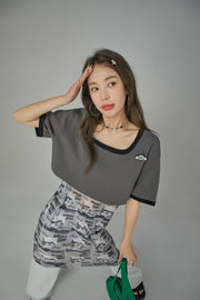 Boat-Neck Loosefit Crop Top