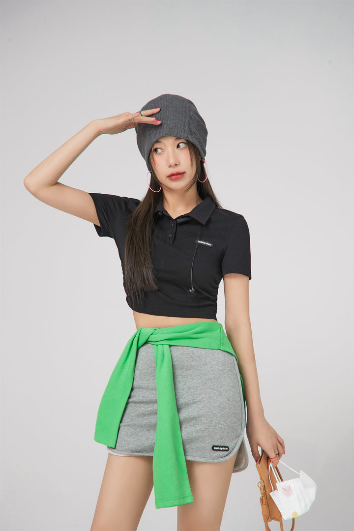 For Starter Polo Cropped Top