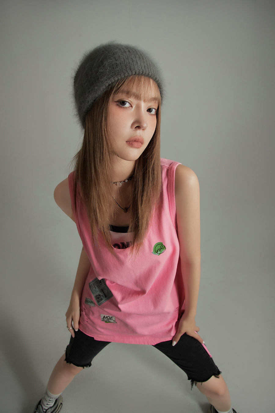 CHUU Fragile Tag Ripped Sleeveless Top