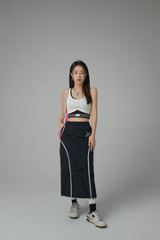 Color Contrast Sleeveless Crop Top