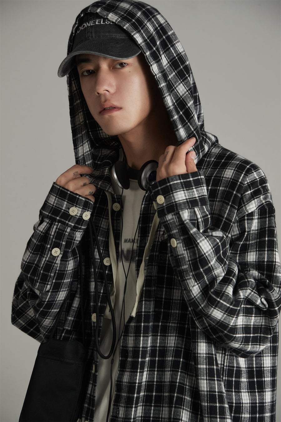 CHUU Classic Check Hoodie Shirt