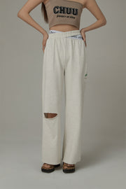 Criss Cross Distressed Wide Pants