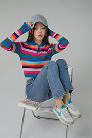 A Dose Of Happiness Rainbow Stripe Knit Top