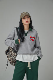 Relaxing Day Chuu Heart Embroidery Sweater