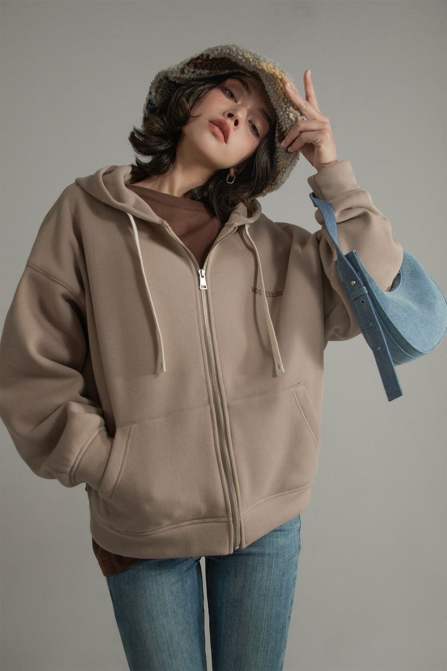 CHUU Premium Boyfriend Zip-Up Hoodie Cardigan