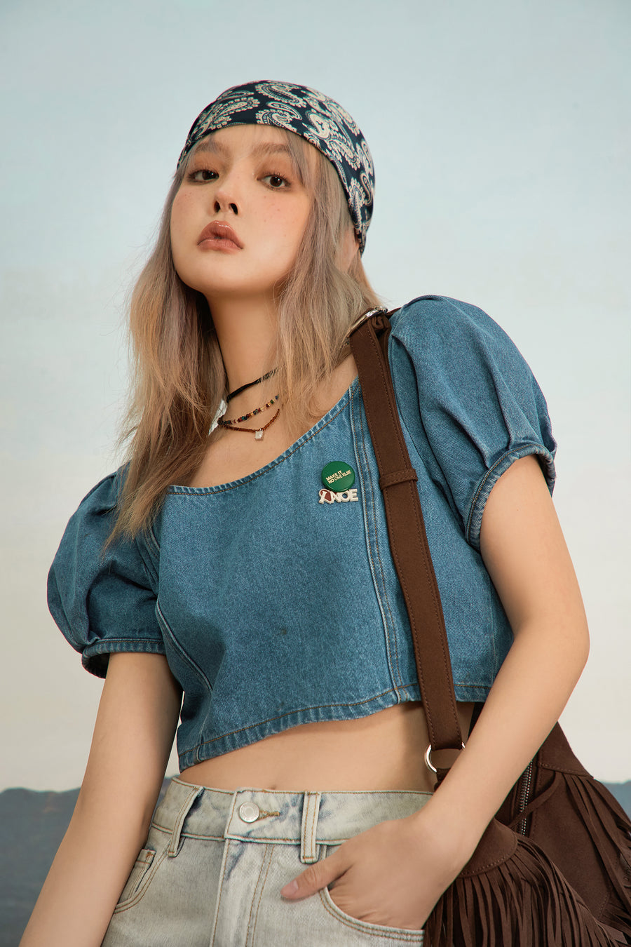 CHUU Conception Of Details Denim Blouse