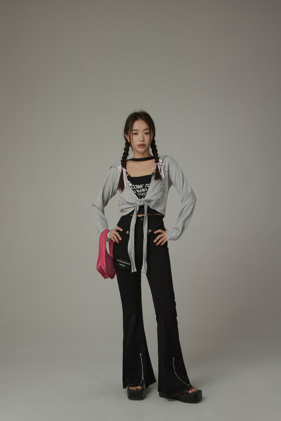 CHUU Zipper Slits Bootcut Pants