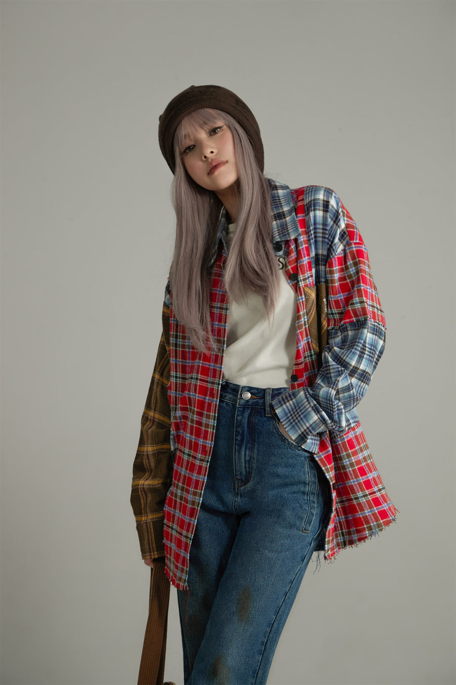 CHUU Color Matching Check Loose Fit Shirt