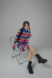 Colorful Skies Rainbow Striped Knit Dress