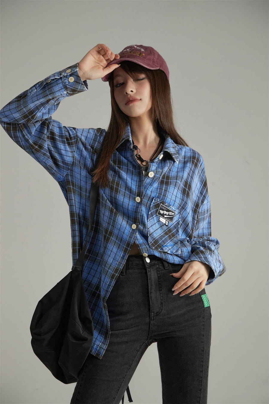 CHUU Vintage Check Button-Up Shirt