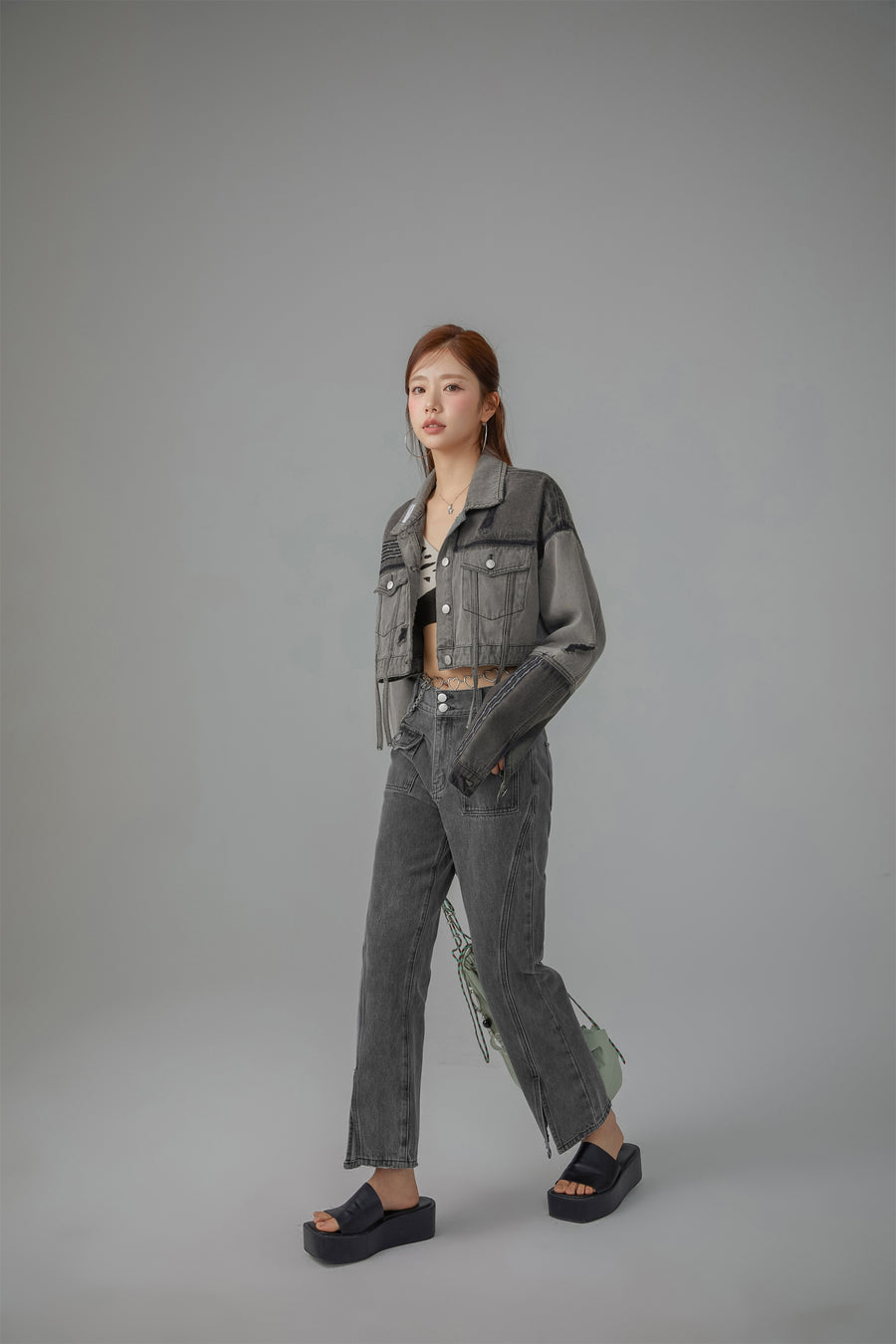 CHUU Slit Bootcut Denim Jeans