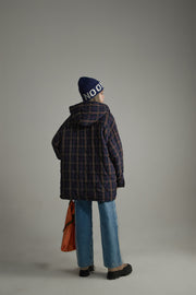 Check Loose-Fit Hooded Jacket