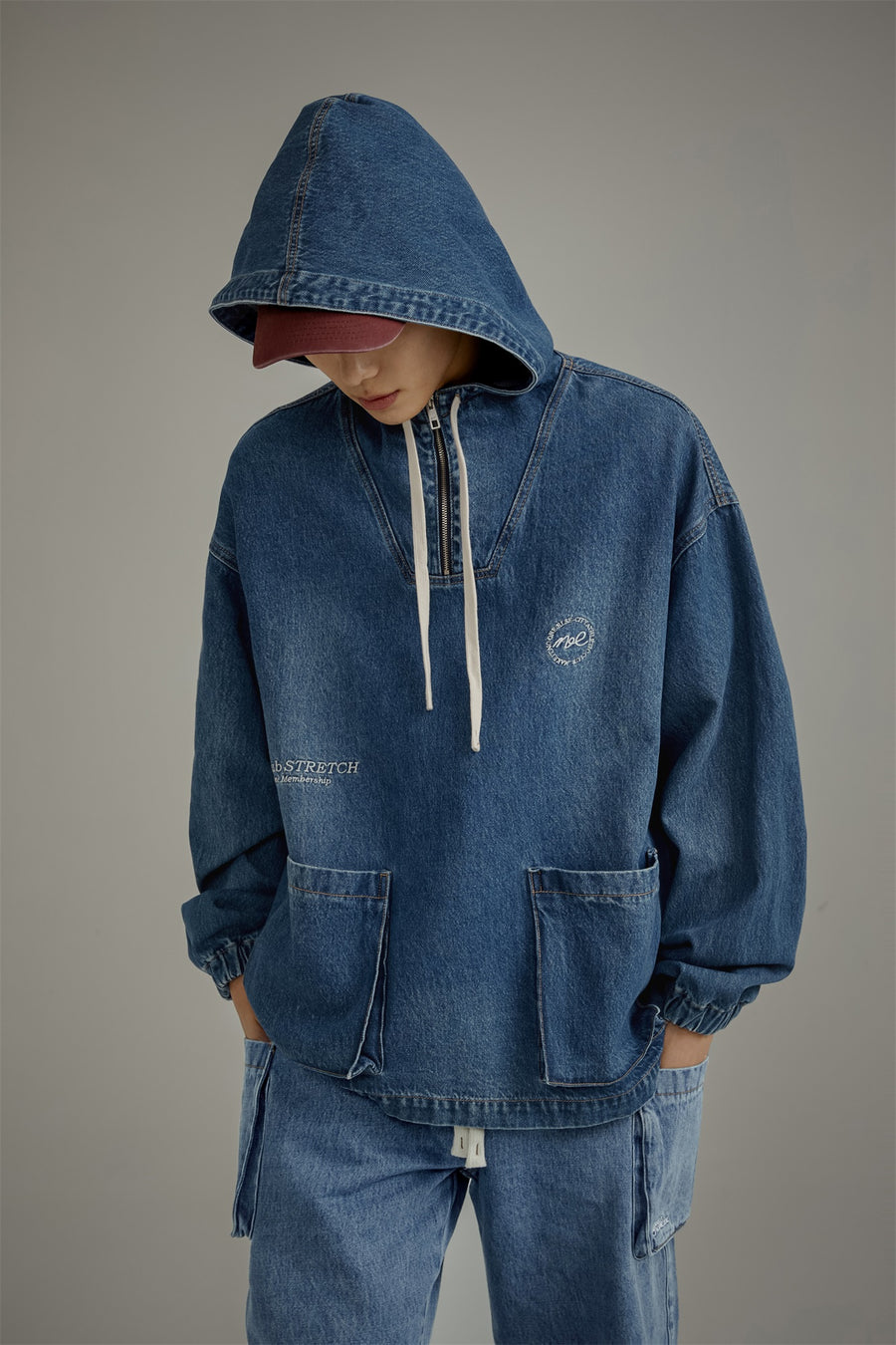 CHUU Club Stretch Denim Pocket Anorak Jacket