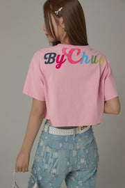 Colored By Chuu Printed Logo Cropped T-Shirt