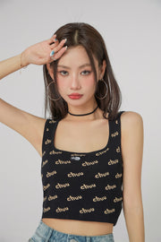 Logo Crop Sleeveless Knit Top