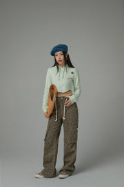 Leopard Pocket Denim Long Pants