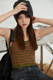 Noe Lettering Knit Halter Top