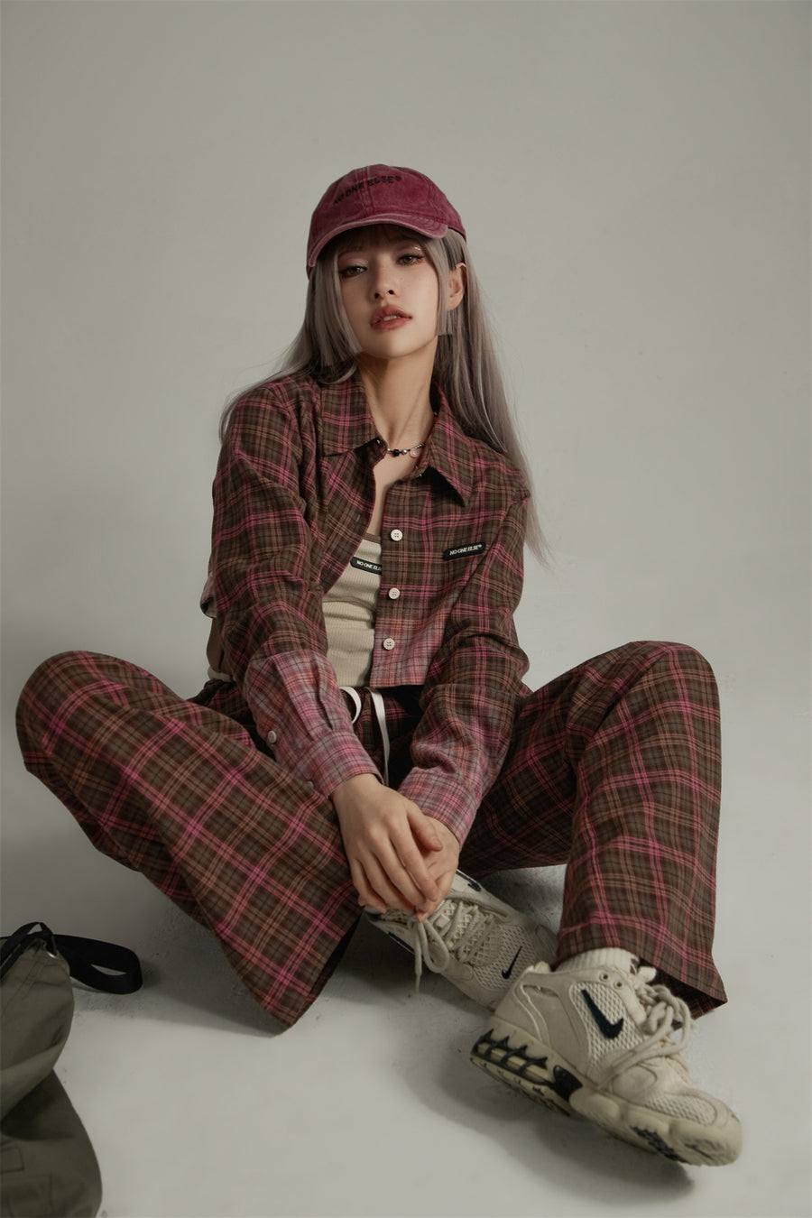 CHUU Check Wide Casual Stright Pants