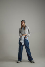 Side Strap Straight Wide Pants