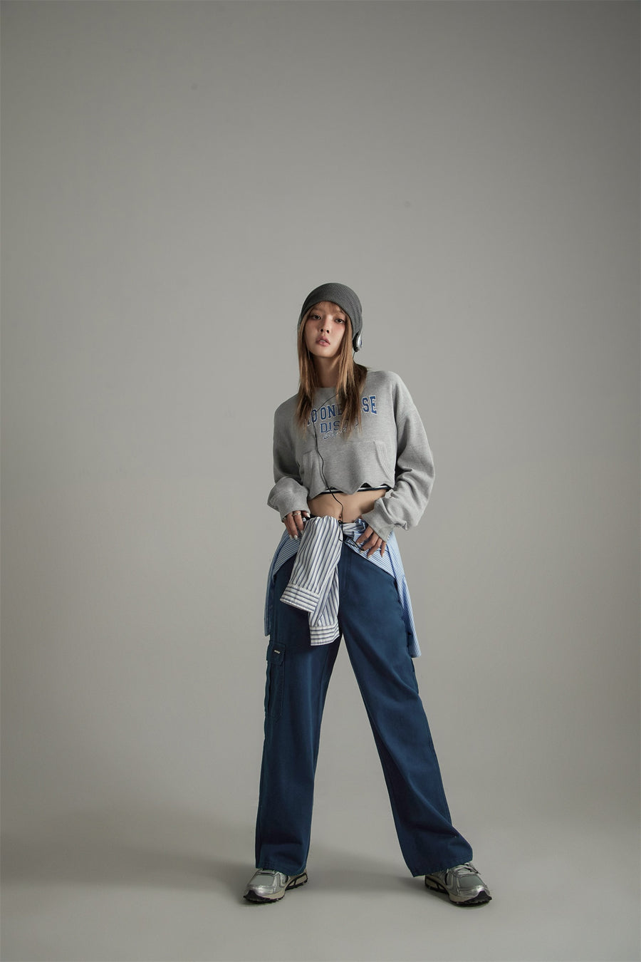 CHUU Side Strap Straight Wide Pants