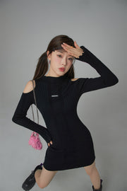 Living In My World Off Shoulder Slim Knit Dress