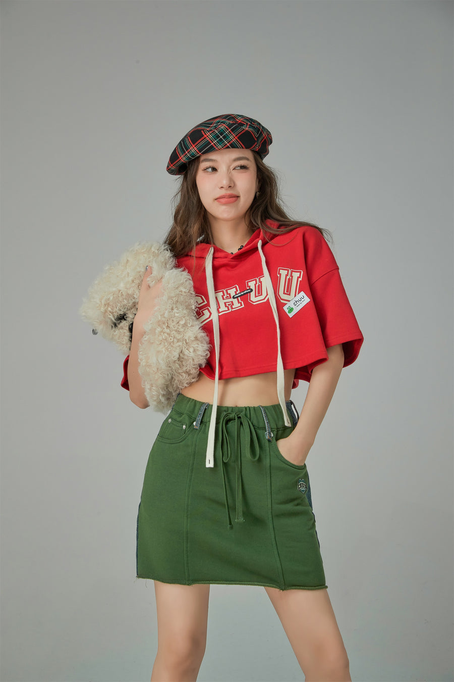 CHUU Two Faced Denim Mini Skirt