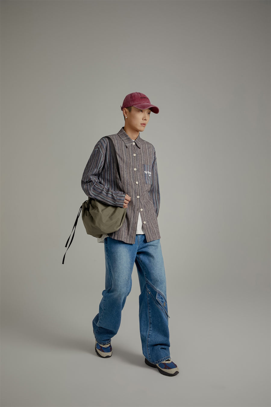 CHUU Knee Pocket Washed Wide Straight Jeans