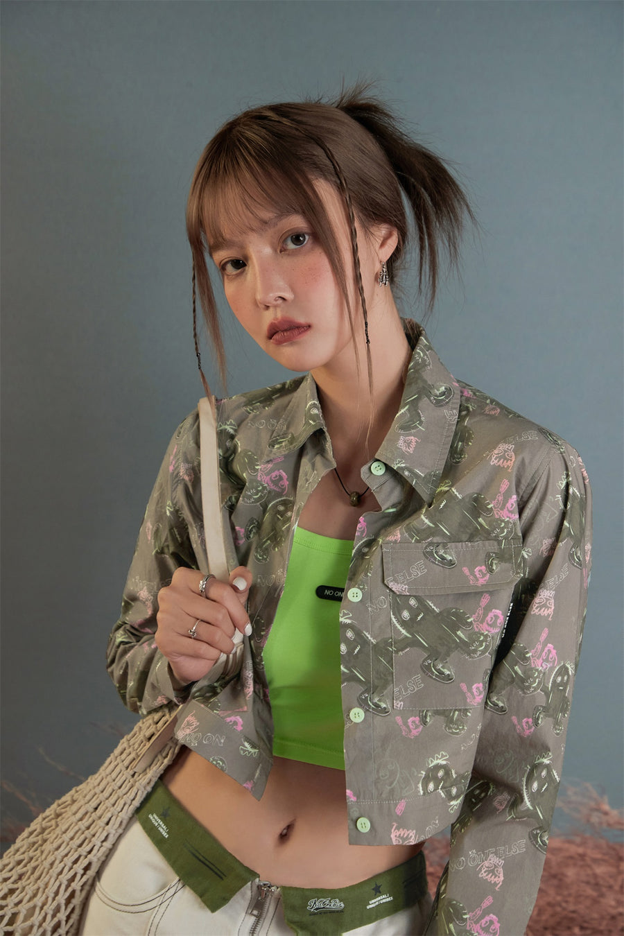 CHUU Running Cactus Vintage Crop Shirt