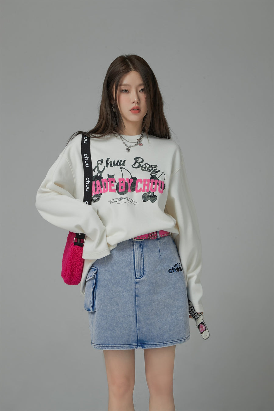 CHUU One Thing About Me High-Waist A-Line Denim Skirt