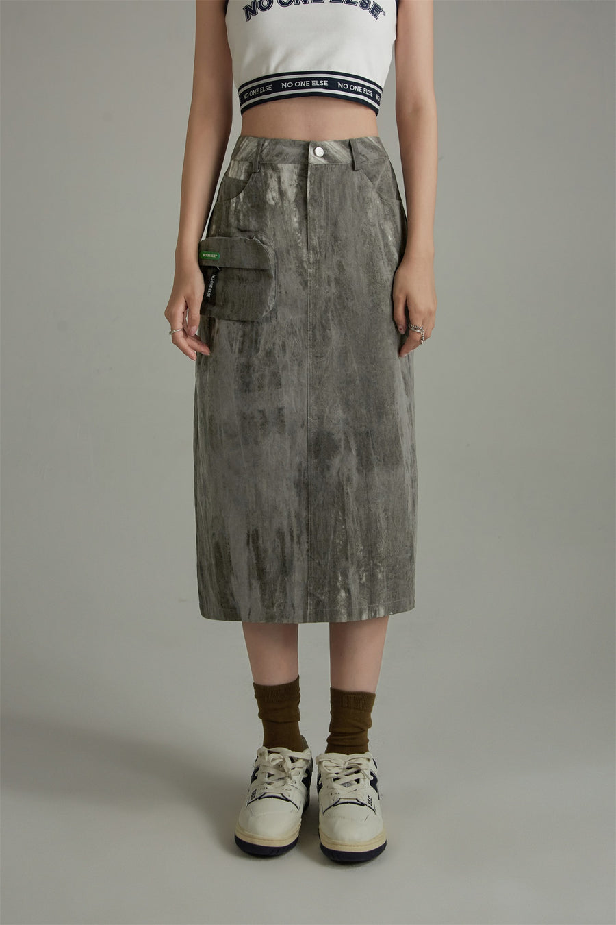 CHUU Vintage Washed Long Skirt